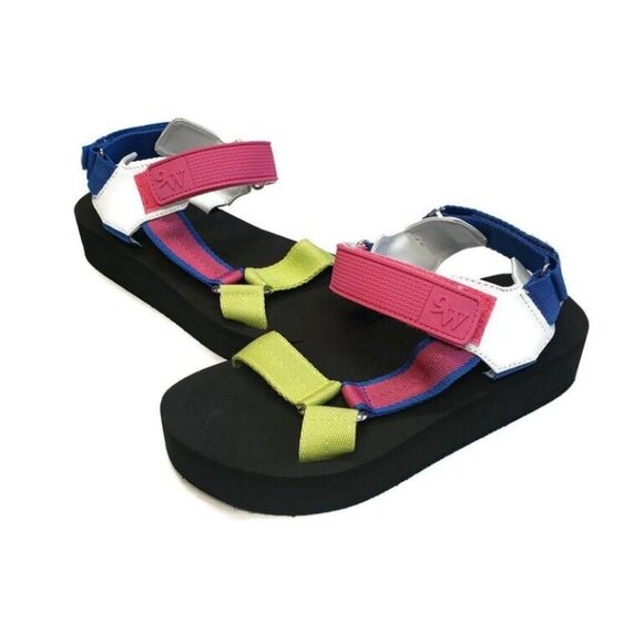 Nine West Taven2 Wedge Open Toe Sandals Womens Size 5 Light Green Fabric - Picture 4 of 7